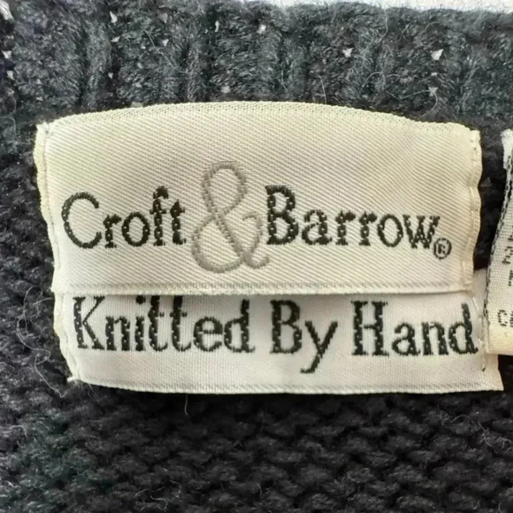 Croft & Barrow Hand Knitted Black With Muti color Snowman Sweater Size Large - Picture 13 of 16